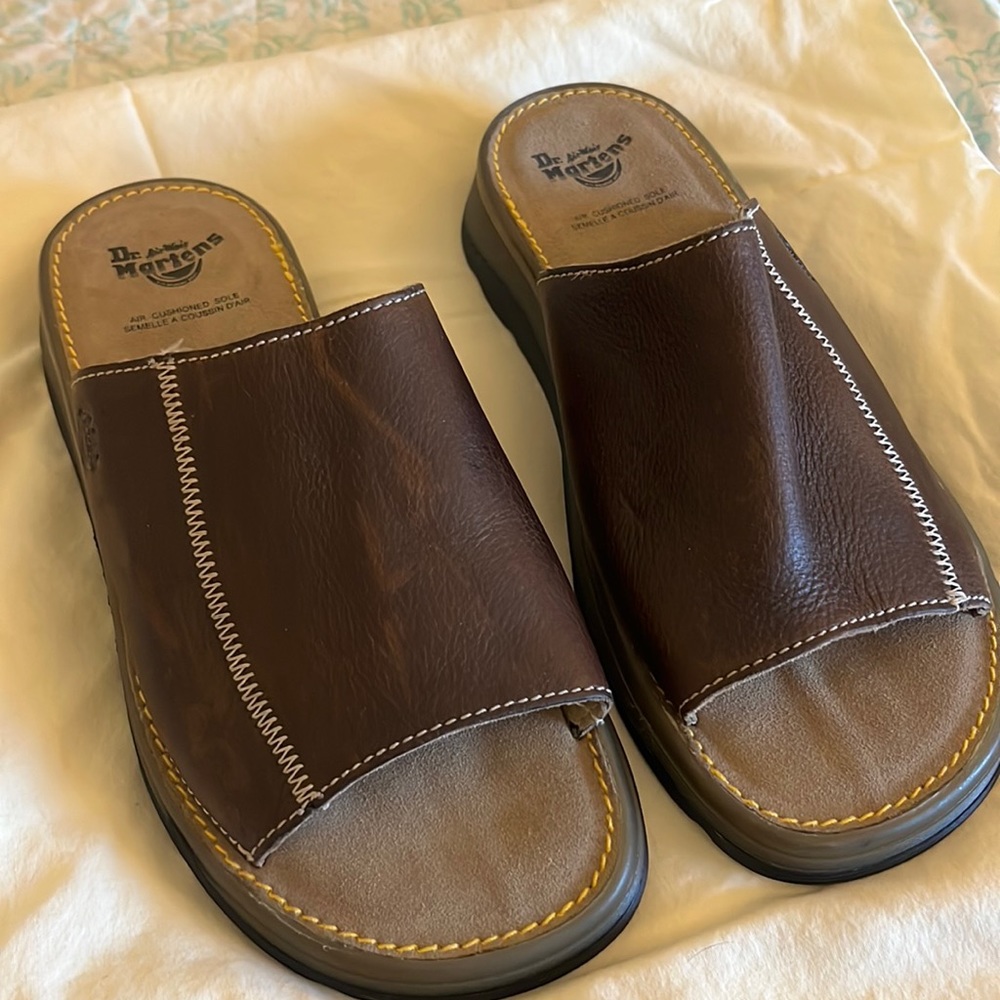 Dr. Martens Brown Leather Slides Sandals Men Sz 6